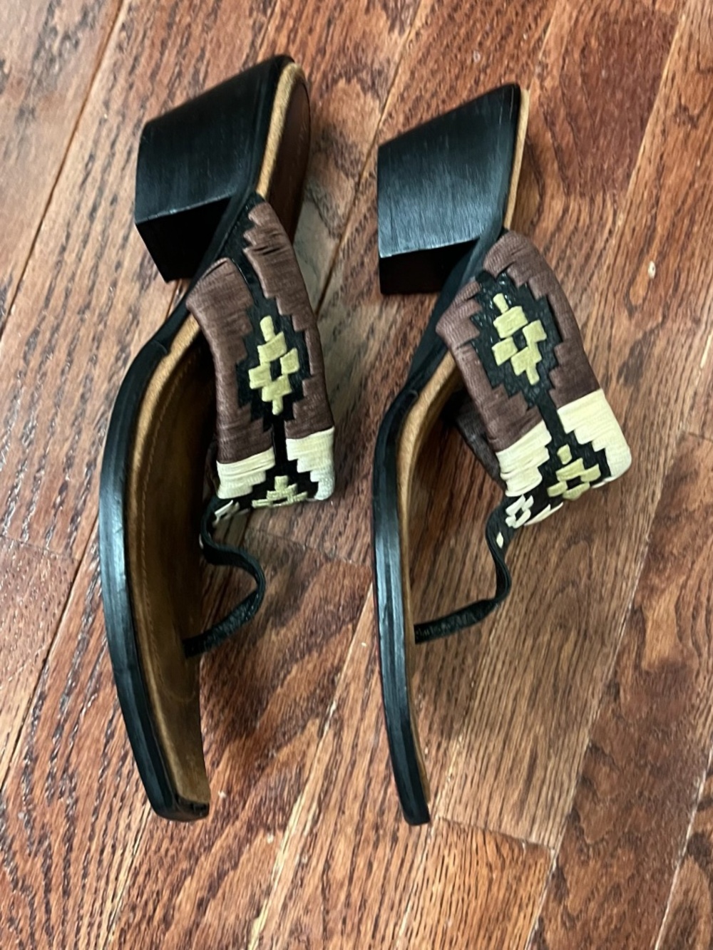 Vintage Sam Edelman Lola Southwestern Woven  Wedge Heel Sandal, Size 11
